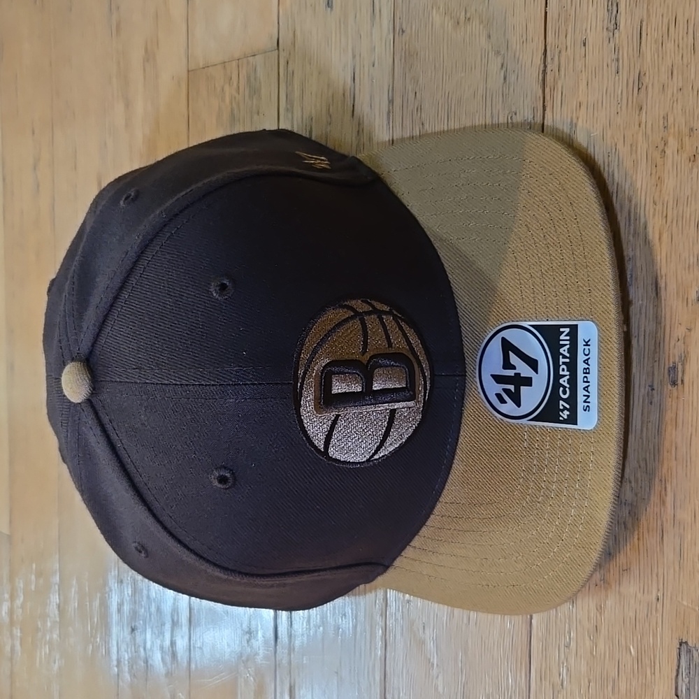 Brooklyn Nets Snapback Hat '47 Brand Captain Two Tone "Toffee" NWT  Rare